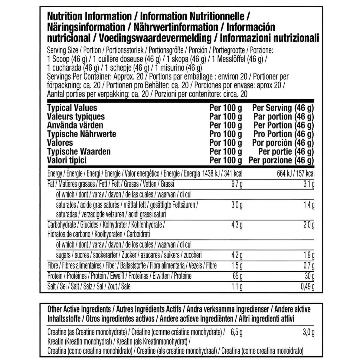 Muscletech Nitro Tech Nutrition Facts