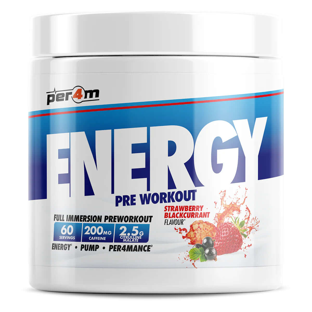 Per4m Energy Pre Workout Size: 390g Flavour: Strawberry Blackcurrant