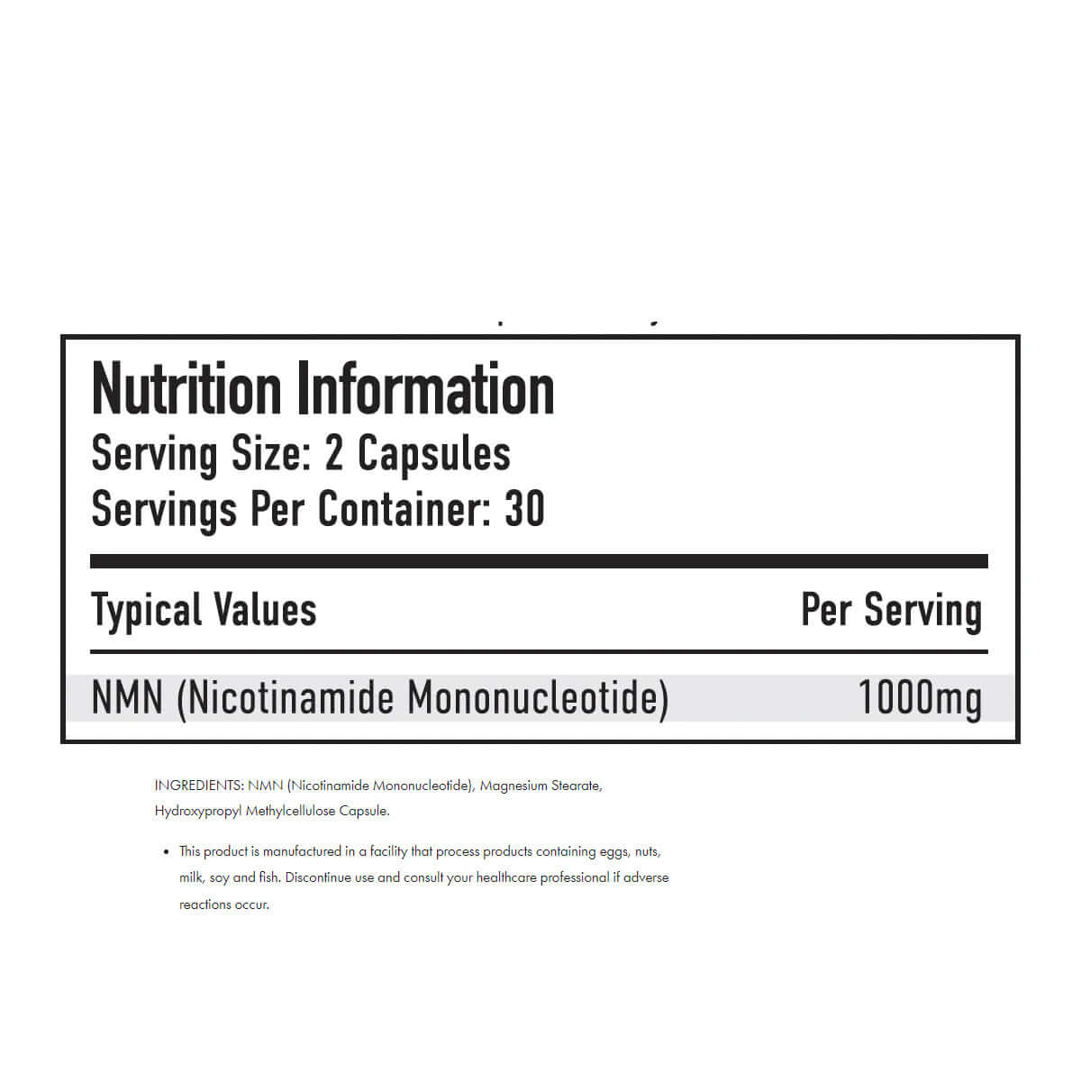 Per4m NMN Nutrition Facts
