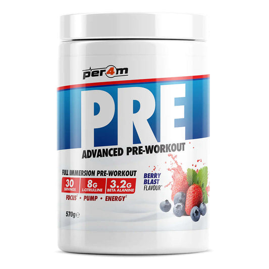 Per4m Pre Workout Size: 570g Flavour: Berry Blast