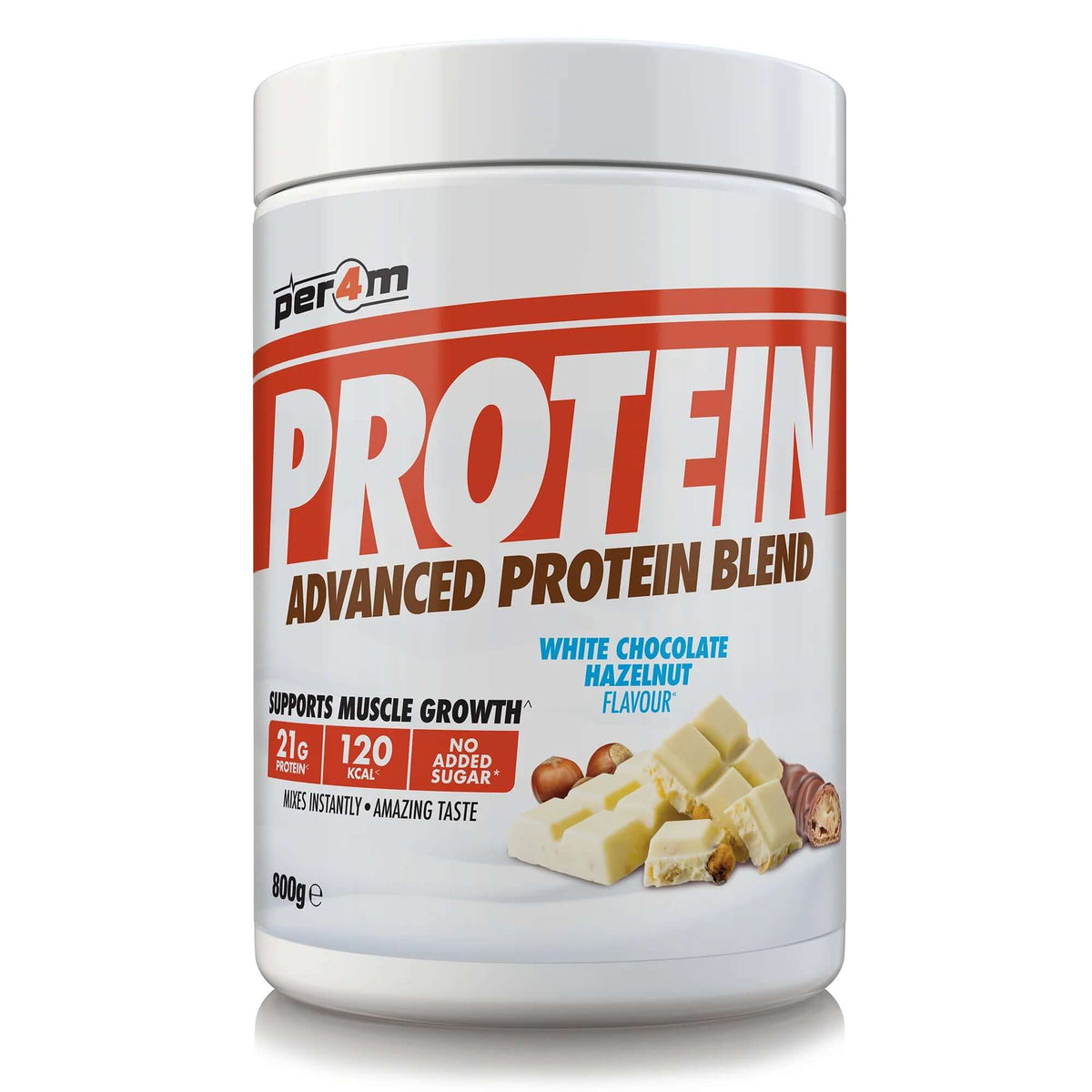 Per4m Advanced Protein Blend Size: 800g Flavour: White Chocolate Hazelnut