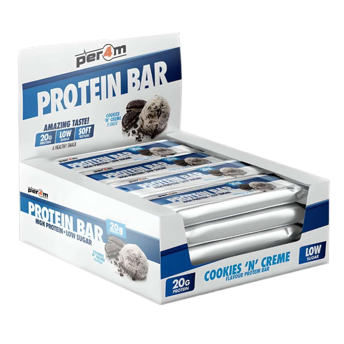 Per4m Protein Bars Size: 12 x 62g Flavour: Cookies & Cream