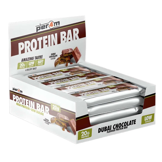 Per4m Protein Bars Size: 12 x 62g Flavour: Dubai Chocolate