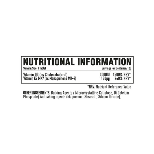Per4m D3 Plus K2 Nutrition Facts