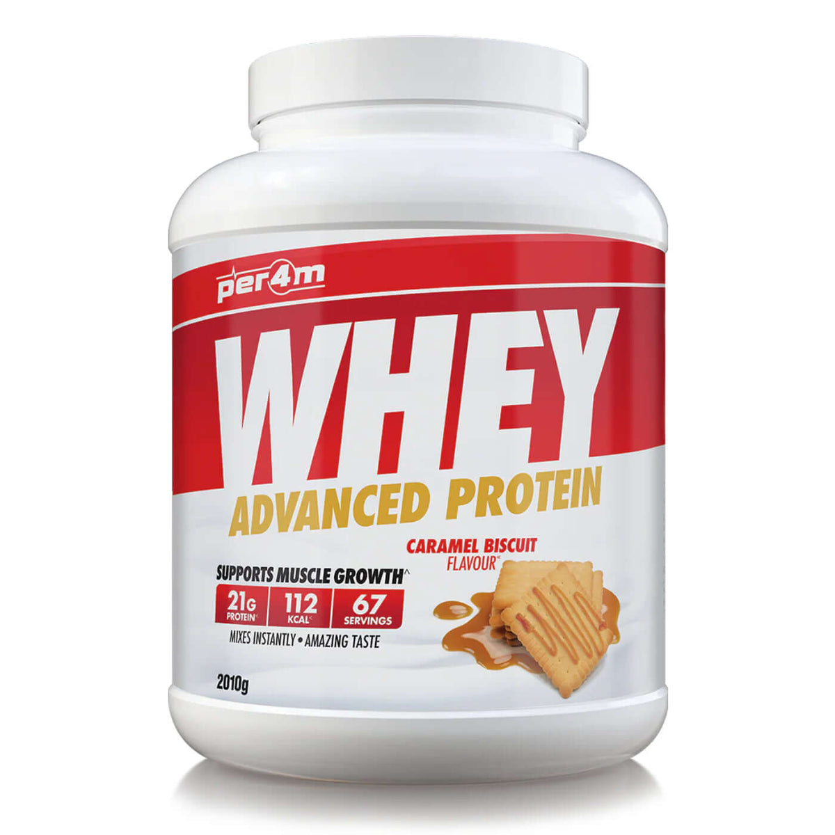 Per4m Whey Protein Size: 2.01kg Flavour: Caramel Biscuit