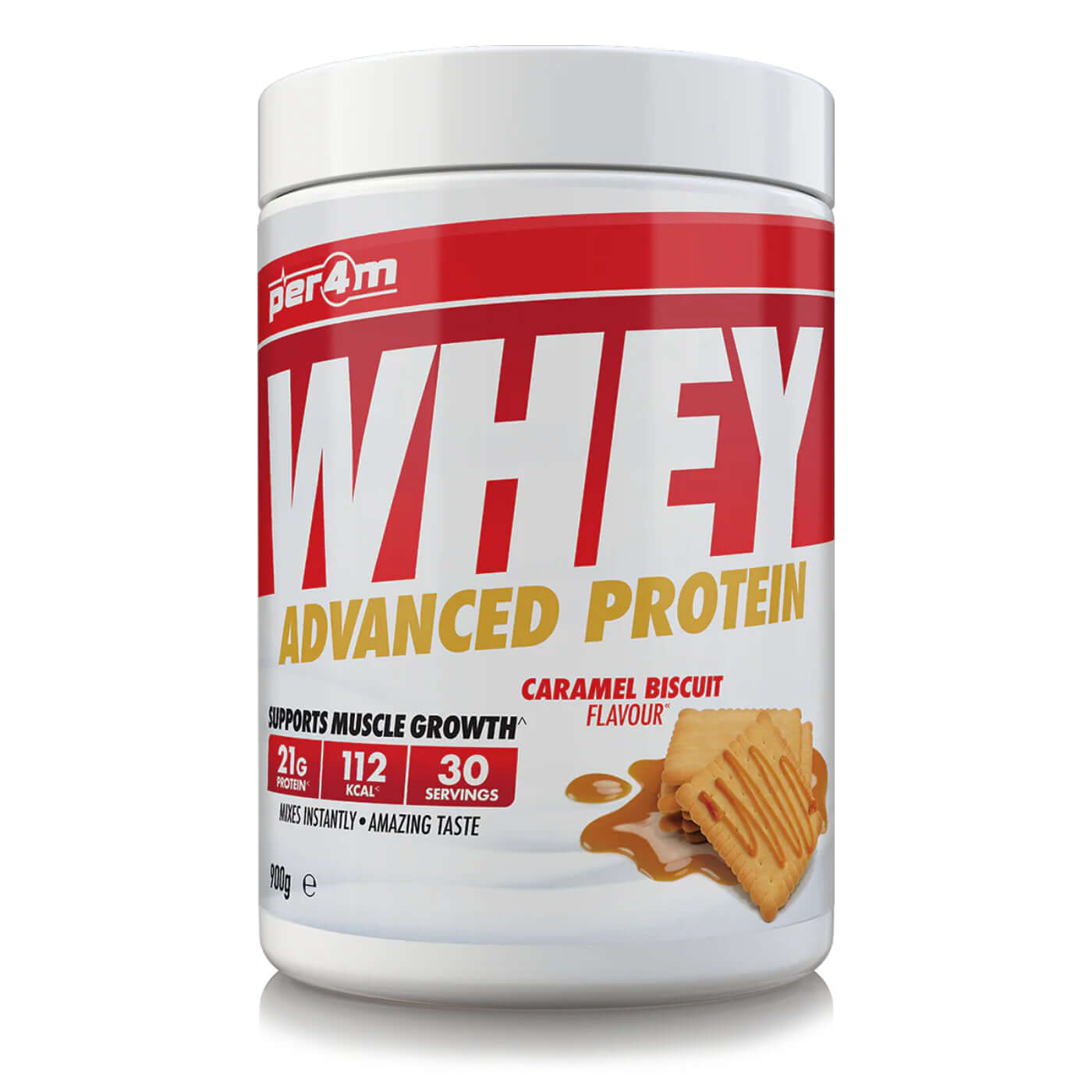 Per4m Whey Protein Size: 900g Flavour: Caramel Biscuit