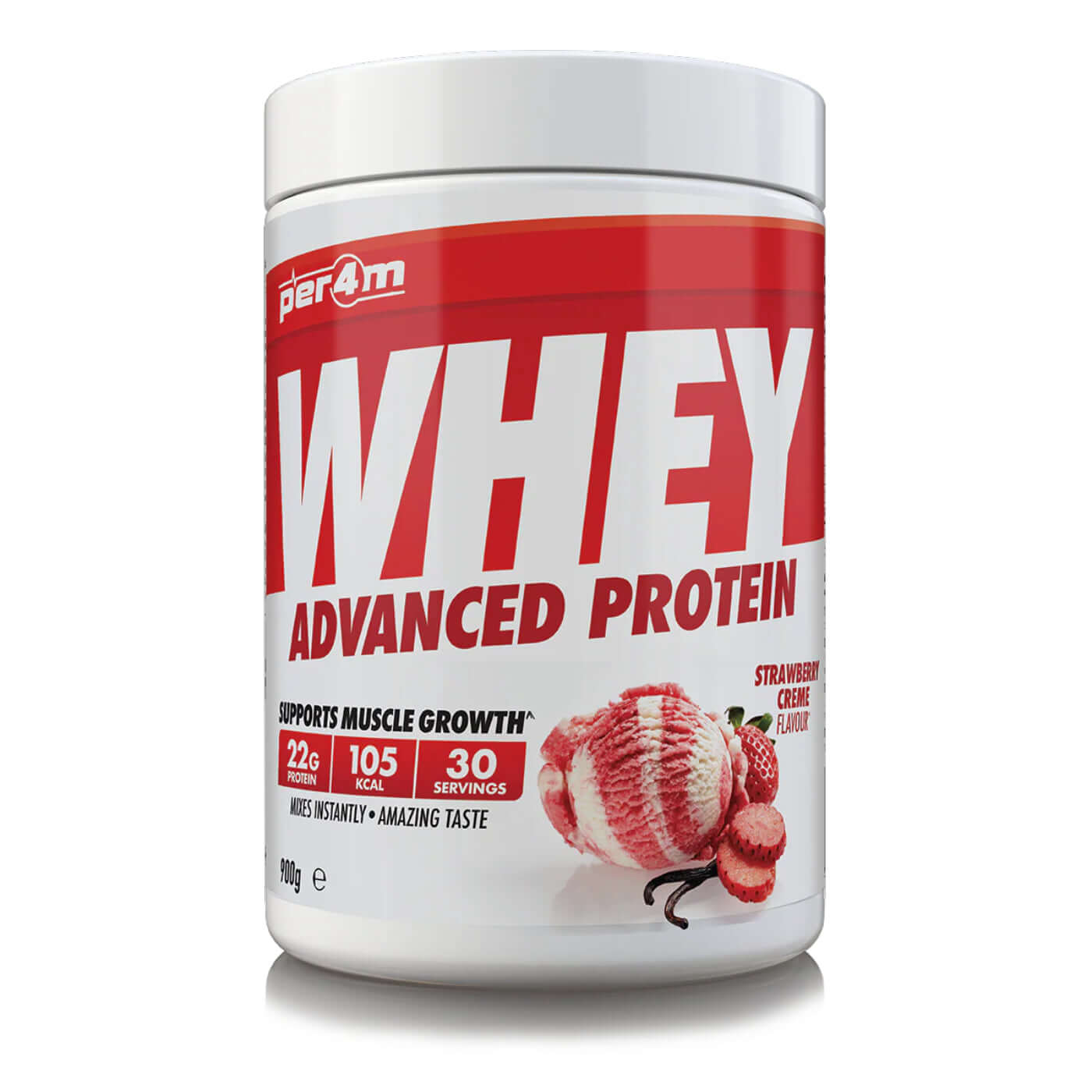 Per4m Whey Protein Size: 900g Flavour: Strawberry Creme