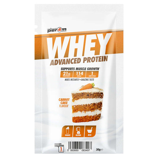 Per4m Whey Sample Sachet Size: Single Serving (30g) Flavour: Carrot Cake