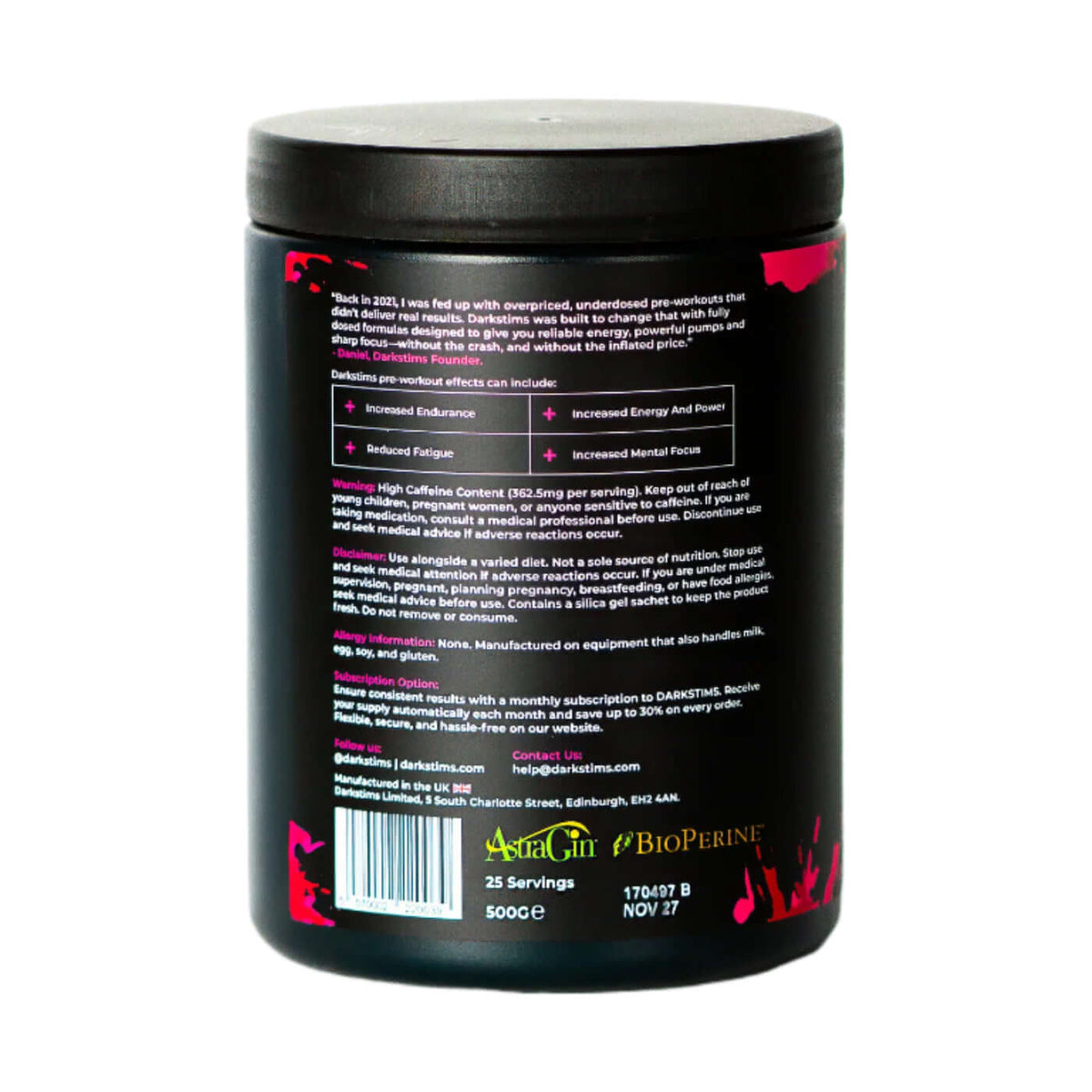 DarkStims Pre Workout V4 Label 2
