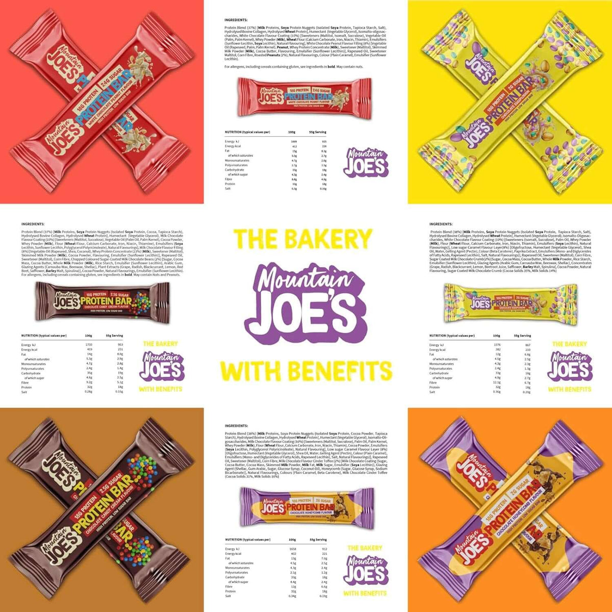 Mountain Joe's Protein Bars Size: 12 x 55g Nutrition Facts