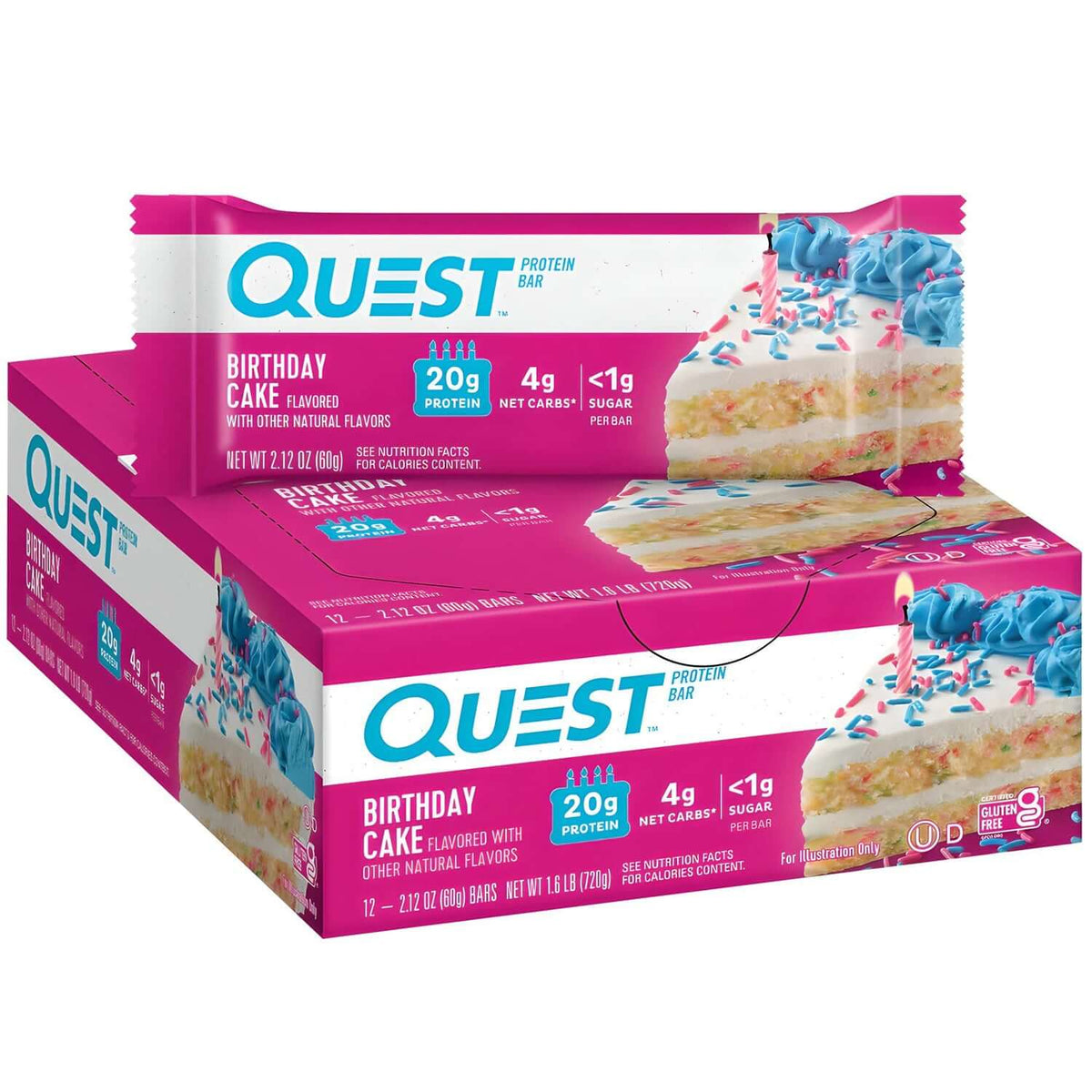 Quest Nutrition Bars Size: 12 x 60g Flavour: Birthday Cake