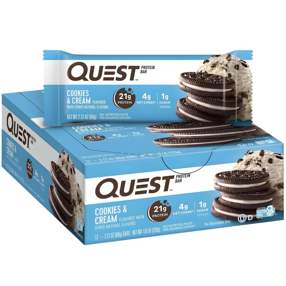 Quest Nutrition Bars Size: 12 x 60g Flavour: Cookies & Cream
