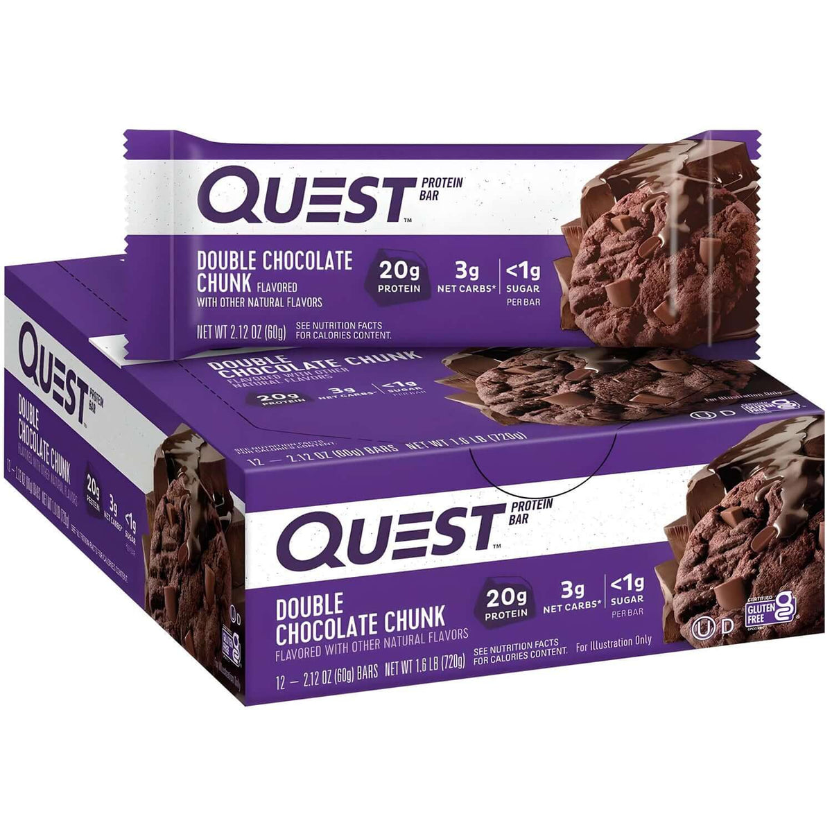 Quest Nutrition Bars Size: 12 x 60g Flavour: Double Chocolate Chunk