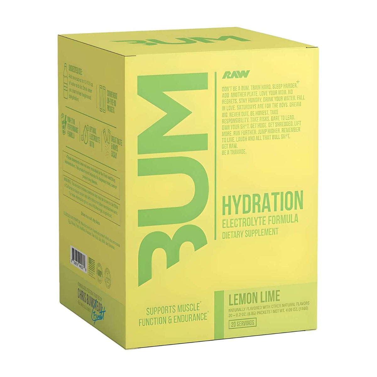 Raw Nutrition CBUM Hydration Size: 20 Svgs Flavour: Lemon Lime