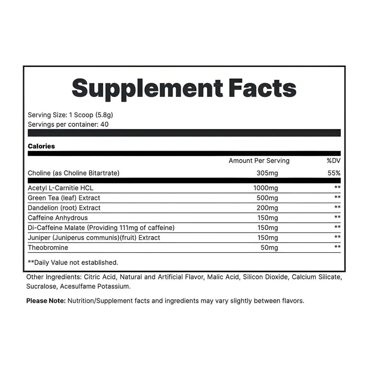 Redcon1 Double Tap Nutrition Facts