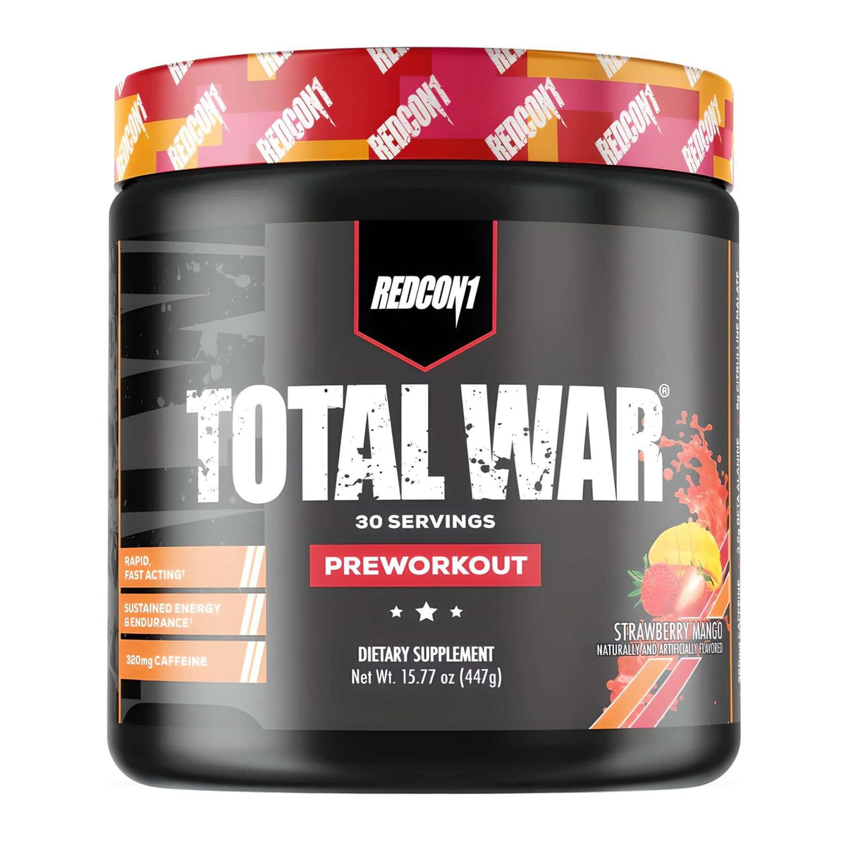 Redcon1 Total War Pre Workout Size: 30 Svgs Flavour: Strawberry Mango