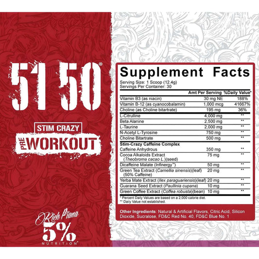 Rich Piana 5% Nutrition 5150 Nutrition Facts