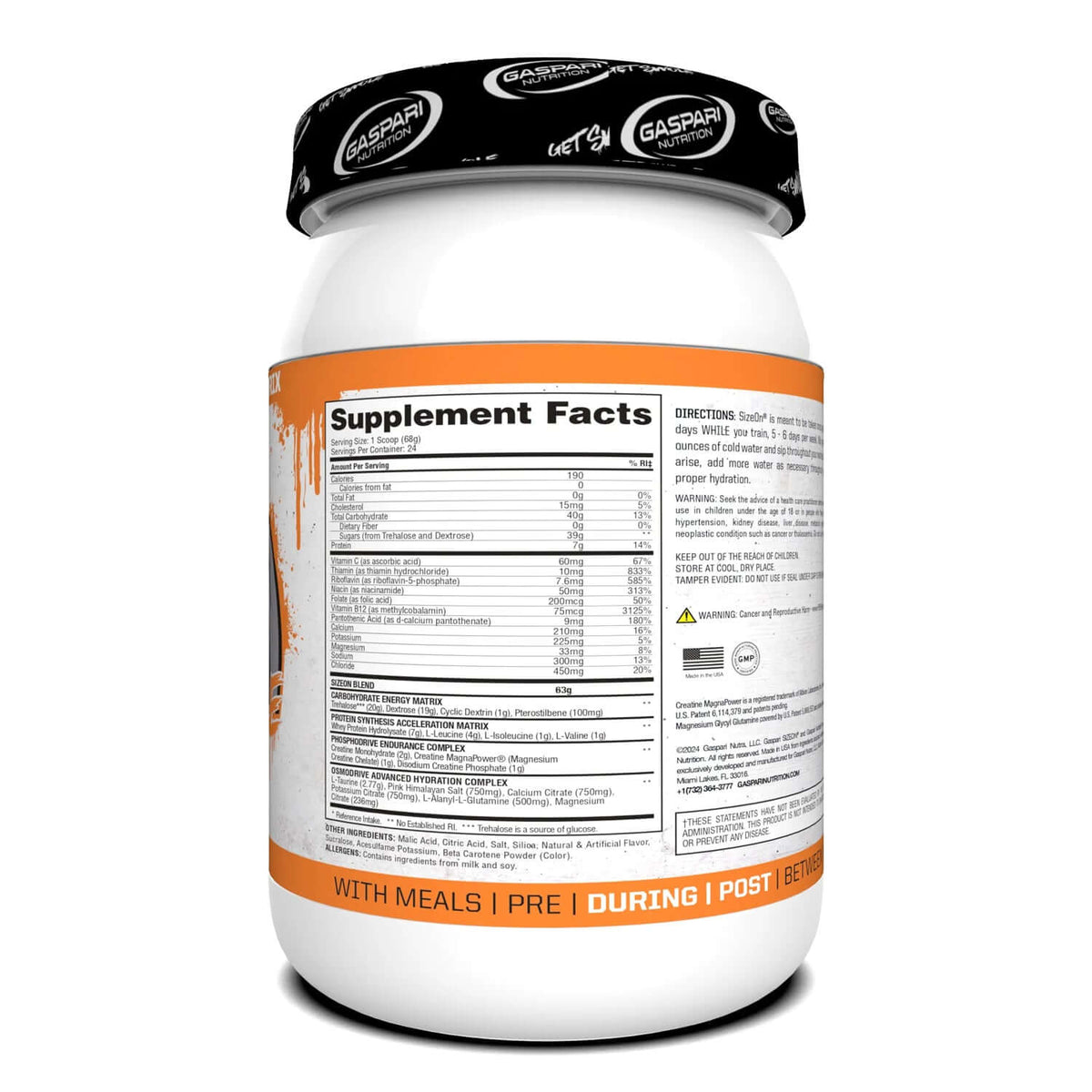 Gaspari SizeOn Max Performance Nutrition Facts