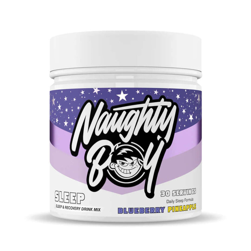 Naughty Boy Sleep Blueberry Pineapple sleep and recovery drink mix, 405g, 30 servings.