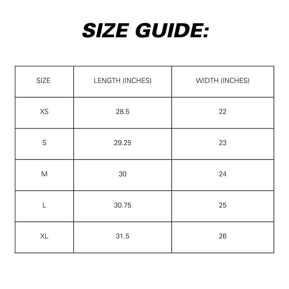 EHP Labs X Ghostbusters T-Shirt Size Chart