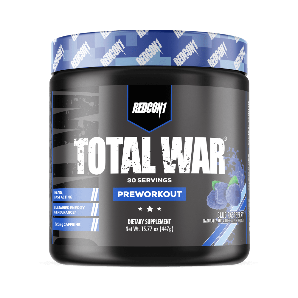 Redcon1 Total War Pre Workout Supplement Size: 30 Svgs Flavour: Blue Raspberry