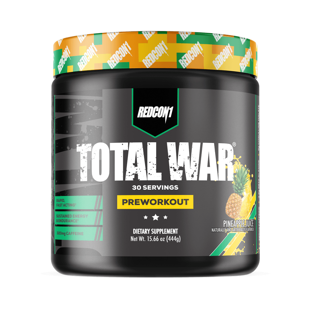 Redcon1 Total War Pre Workout Supplement Size: 30 Svgs Flavour: Pineapple Juice