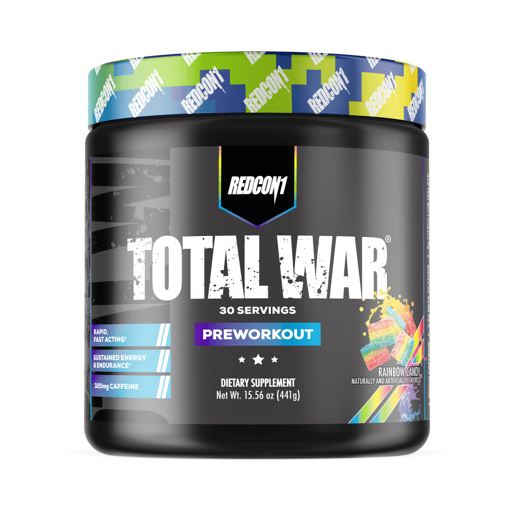 Redcon1 Total War Pre Workout Supplement Size: 30 Svgs Flavour: Rainbow Candy