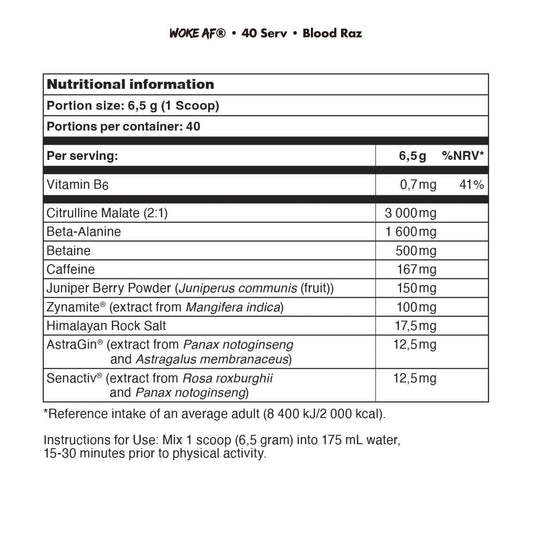 Bucked Up Woke AF Nutrition Facts