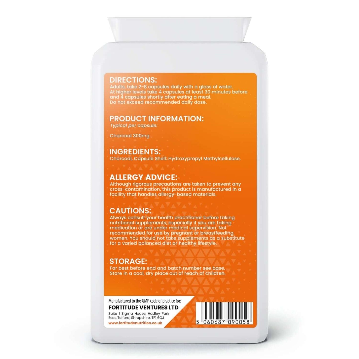 Fortitude Nutrition Activated Charcoal Label Rear