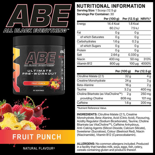 Applied Nutrition ABE Pre Workout Nutrition Facts