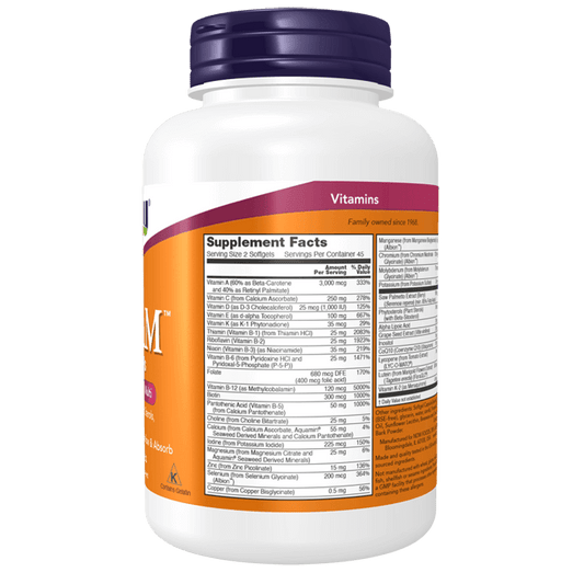 NOW Foods Adam Multi-Vitamin Nutrition Facts