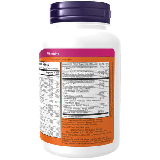 NOW Foods Adam Multi-Vitamin Vegan Capsules Nutrition Facts