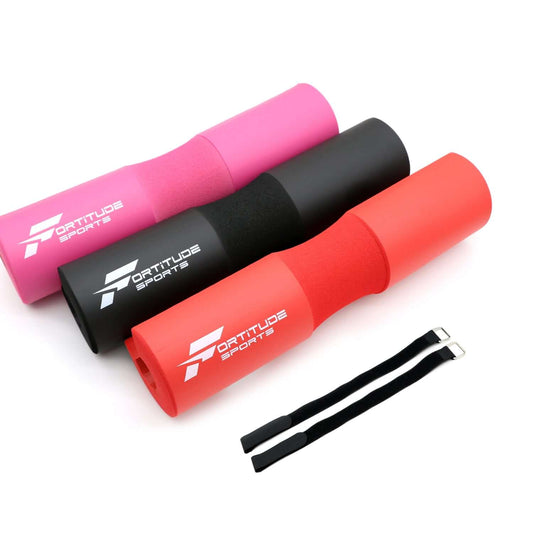 Barbell Squat Pad from Fortitude Sports in red, pink and black