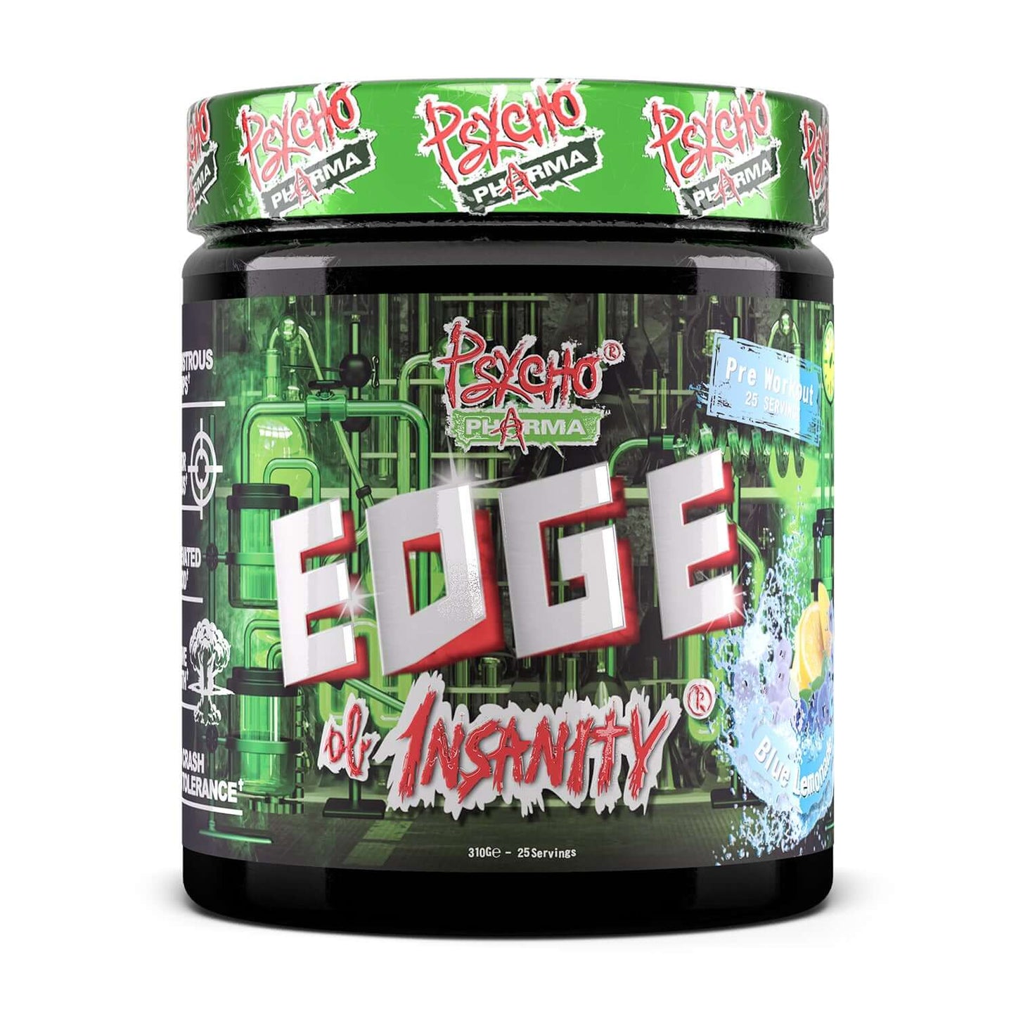 Psycho Pharma Edge Of Insanity Pre Workout Size: 25 Svgs Flavour: Blue Lemonade