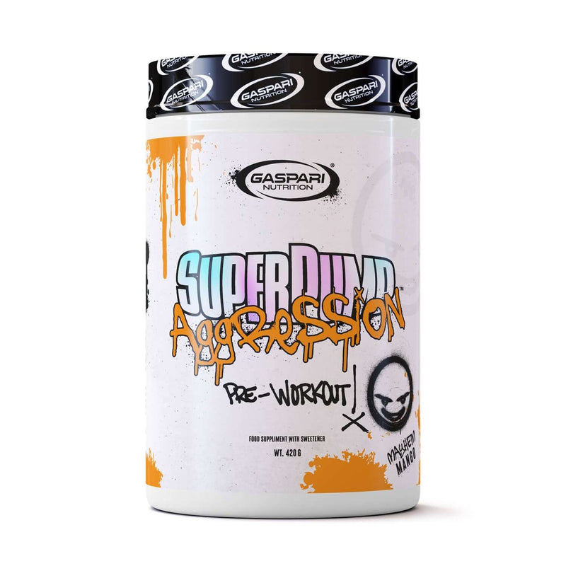 Gaspari Superpump Aggression Size: 450g Flavour: Mayhem Mango