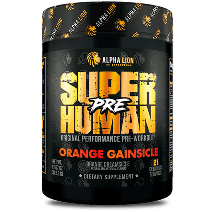 Alpha Lion SuperHuman Pre Workout Size: 21 Servings Flavour: Orange Gainsicle