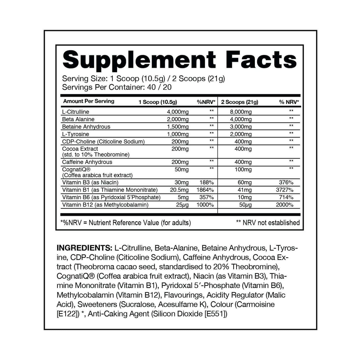 Gaspari Superpump Aggression Nutrition Facts