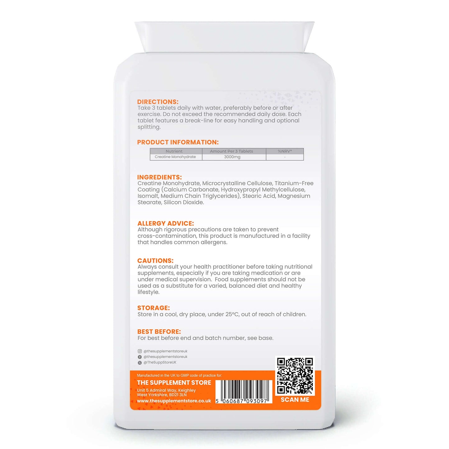 The Supplement Store Creatine Monohydrate Tablets Size: 90 Tablets