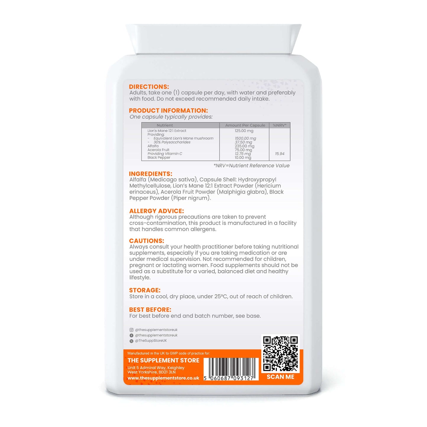 The Supplement Store Lions Mane Extract Capsules Size: 120 Capsules