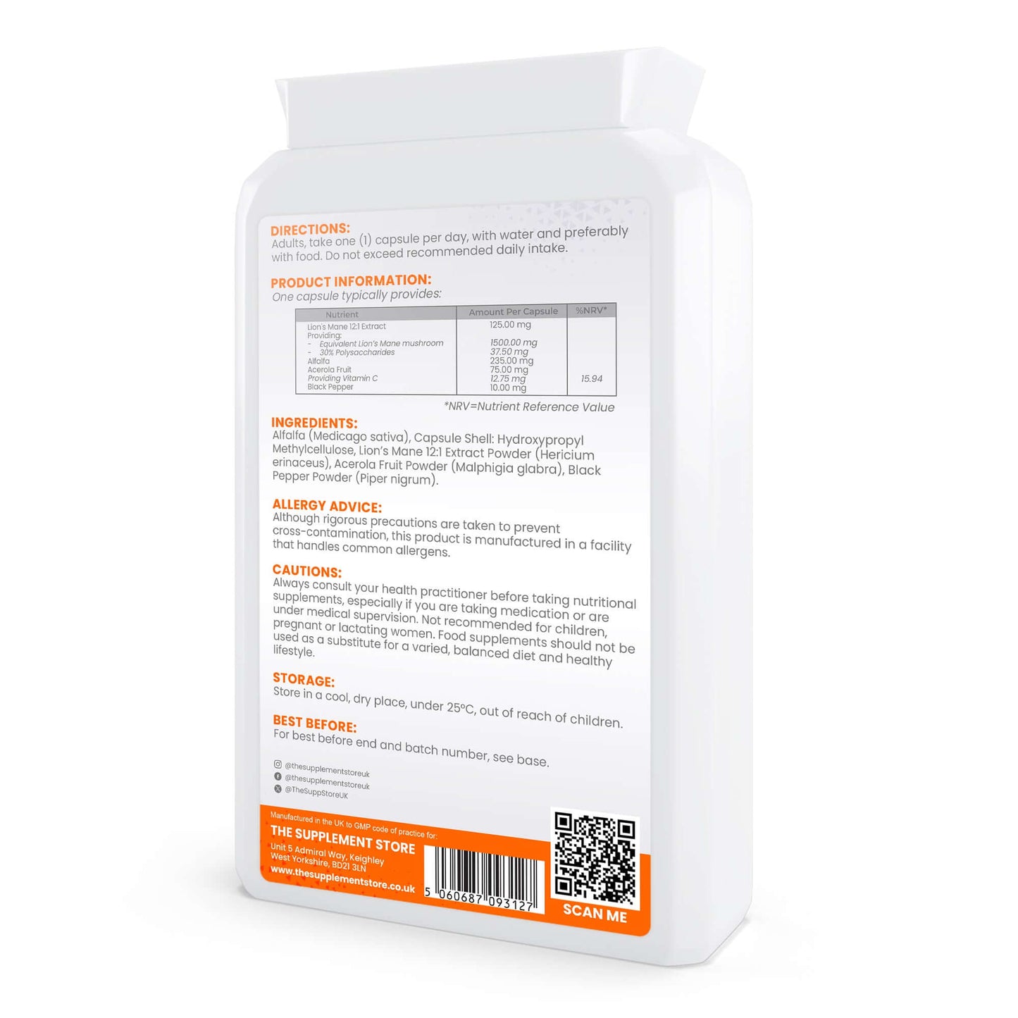 The Supplement Store Lions Mane Extract Capsules Size: 120 Capsules