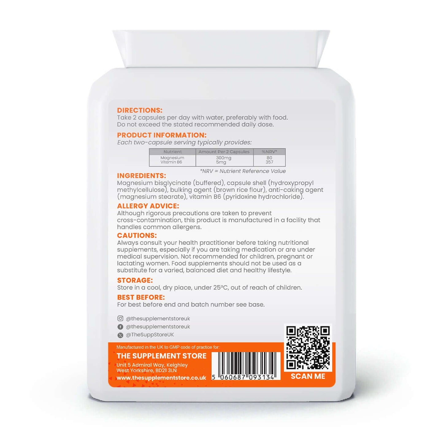 The Supplement Store Magnesium Bisglycinate & B6 Capsules Size: 60 Capsules