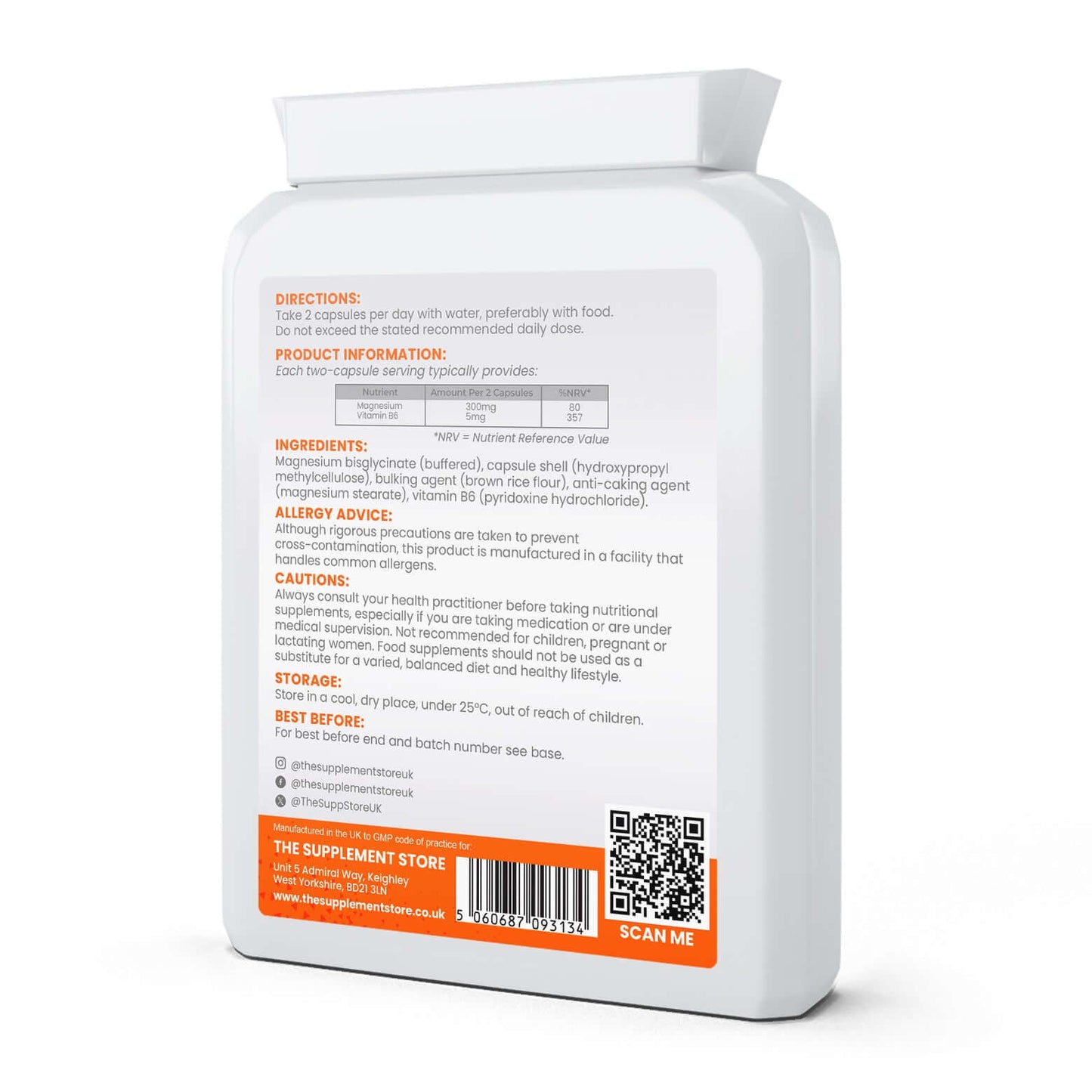 The Supplement Store Magnesium Bisglycinate & B6 Capsules Size: 60 Capsules