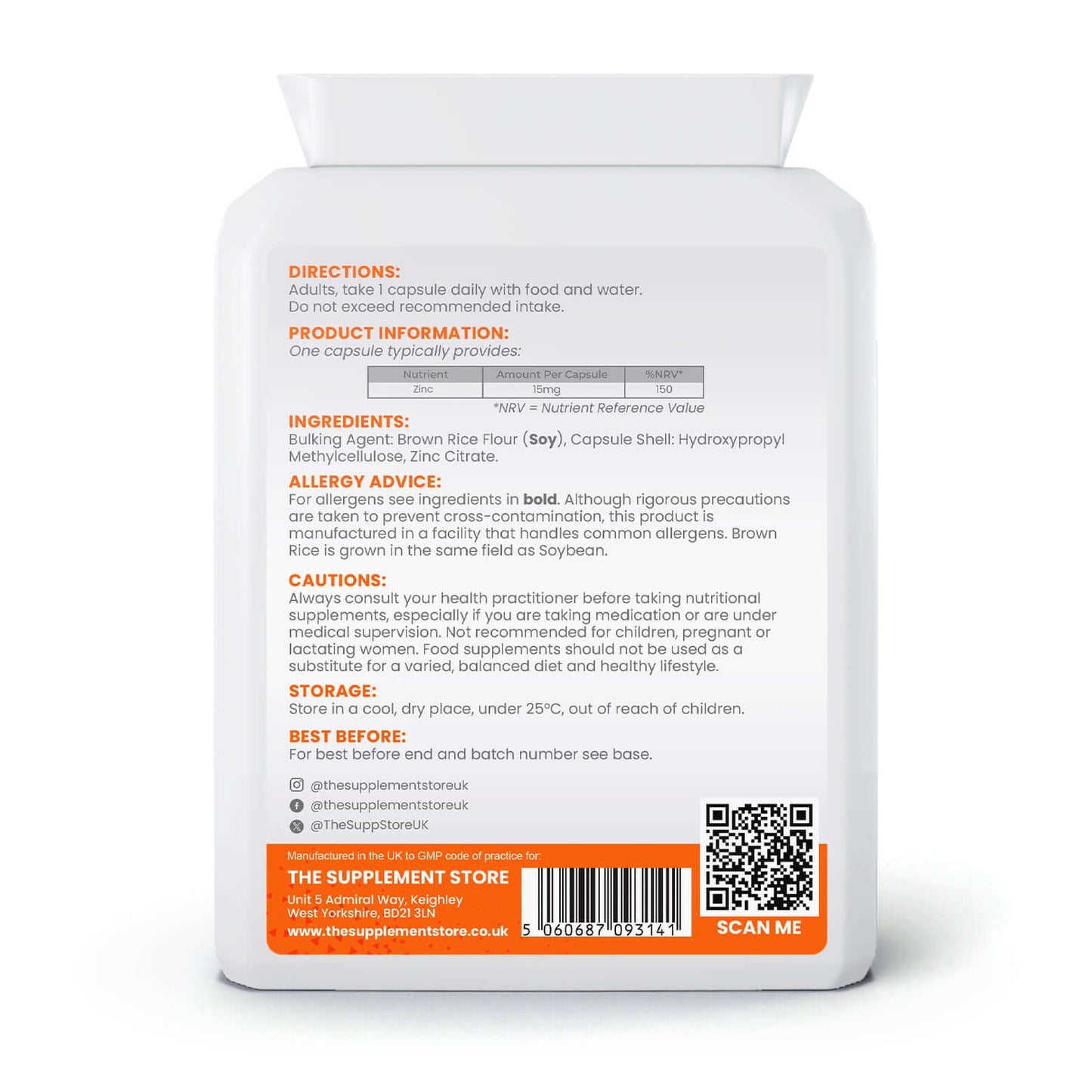 The Supplement Store Zinc Capsules Size: 120 Capsules