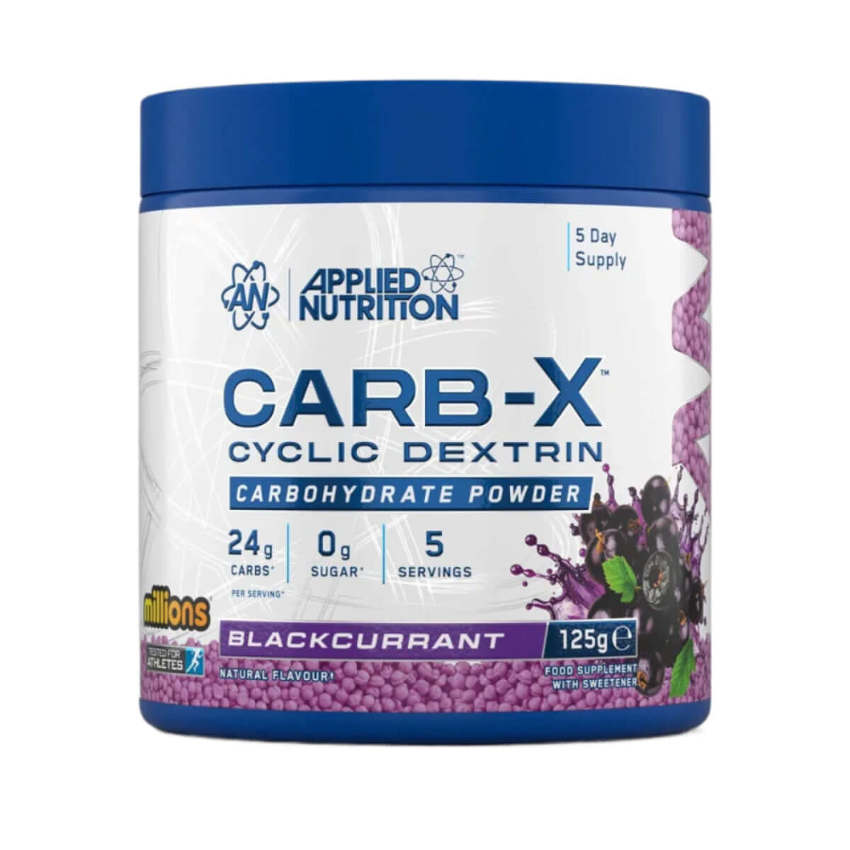 Applied Nutrition Carb-X Size: 125g Sample Tub Flavour: Blackcurrant Millions