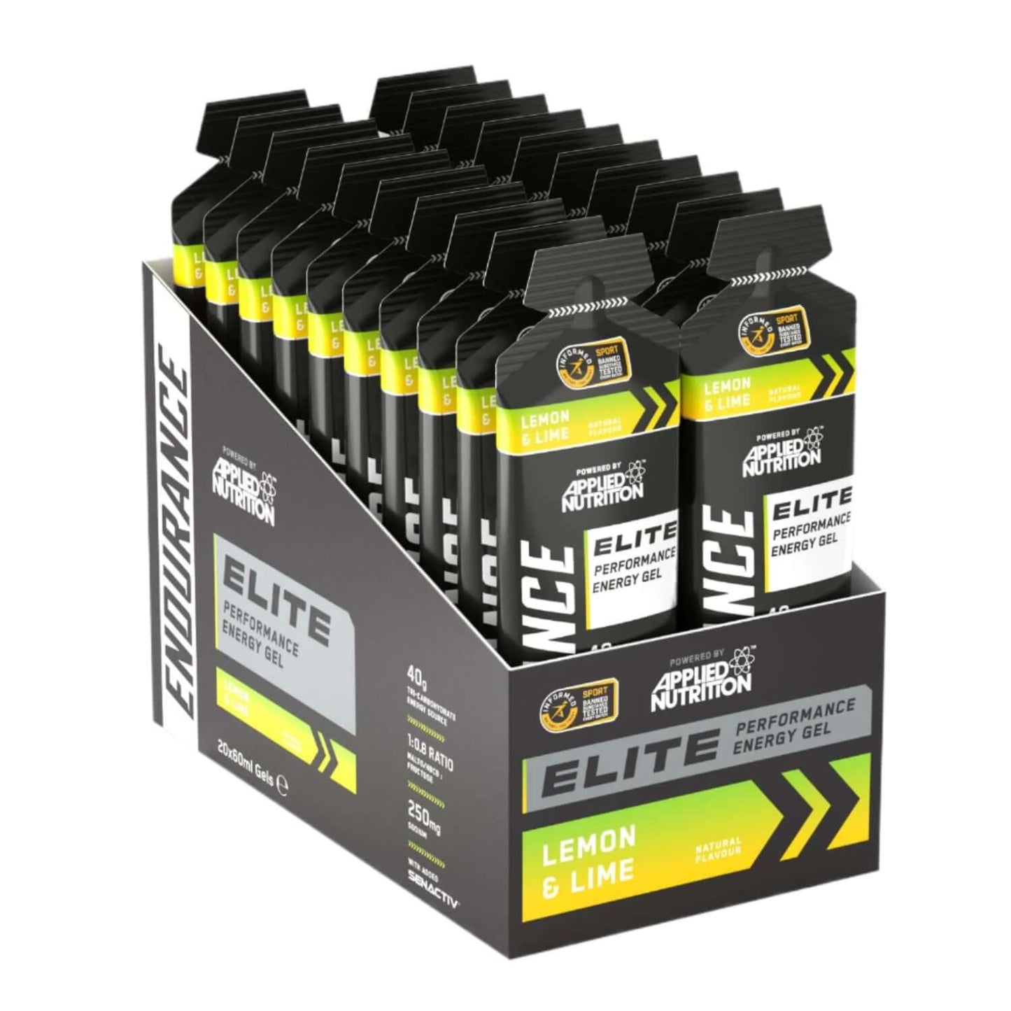 Applied Nutrition Endurance Elite Performance Energy Gels Size: 20 x 60ml Gels Flavour: Lemon & Lime