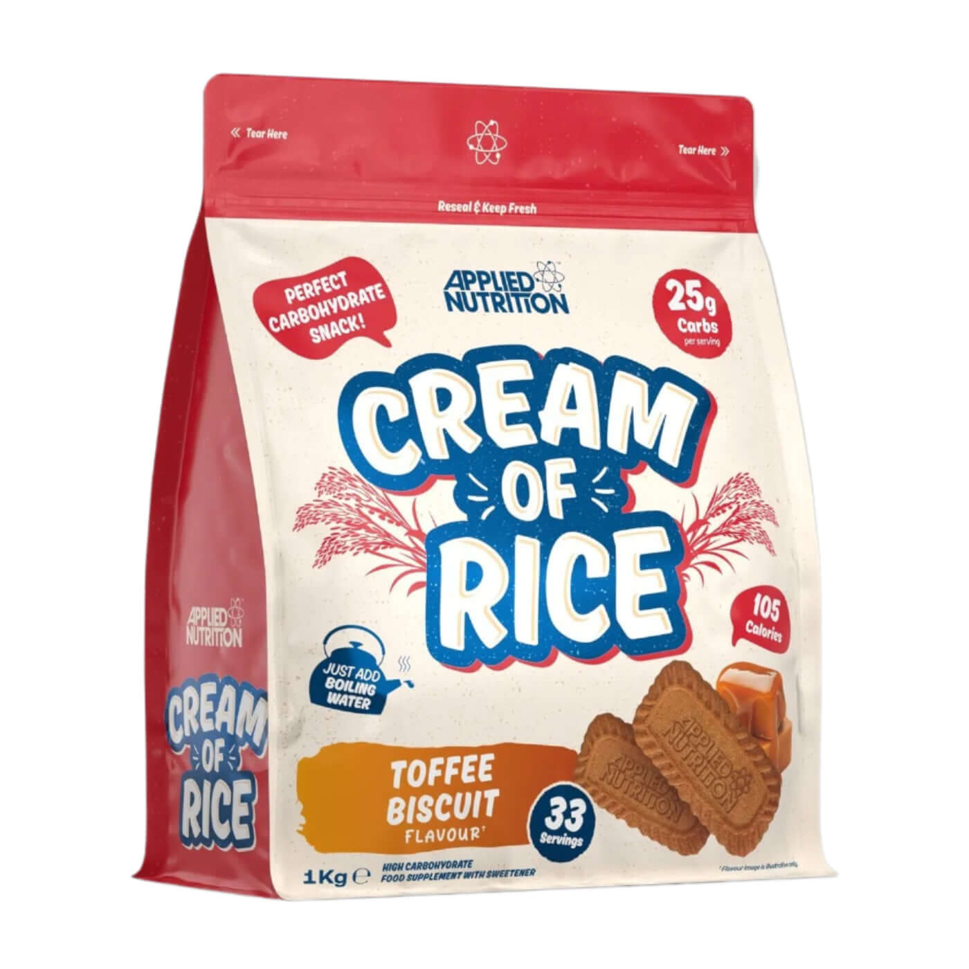 Applied Nutrition Cream of Rice Size: 1kg Flavour: Toffee Biscuit