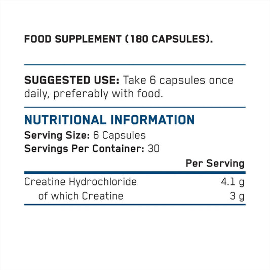 Applied Nutrition Creatine HCL Nutrition Facts