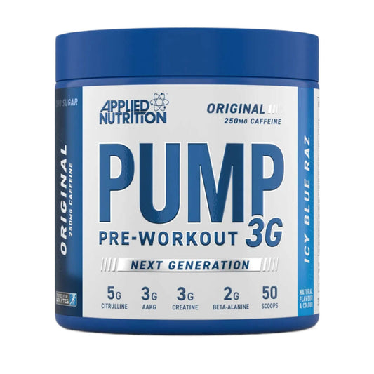 Applied Nutrition Pump 3G Pre Workout (with Caffeine) Size: 25 Svgs Flavour: Icy Blue Raz