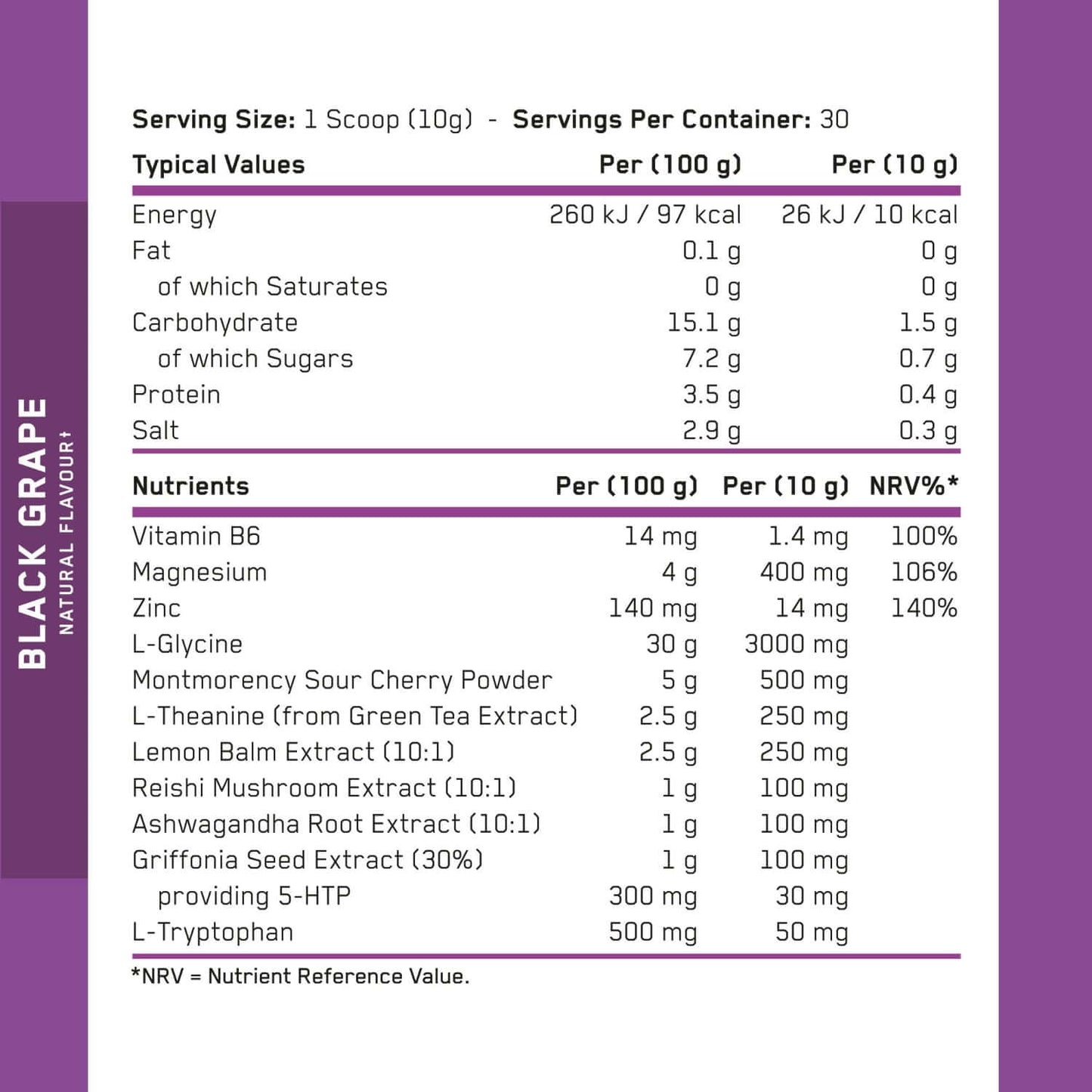 Applied Nutrition Sleep Unwind & Recover Nutrition Facts