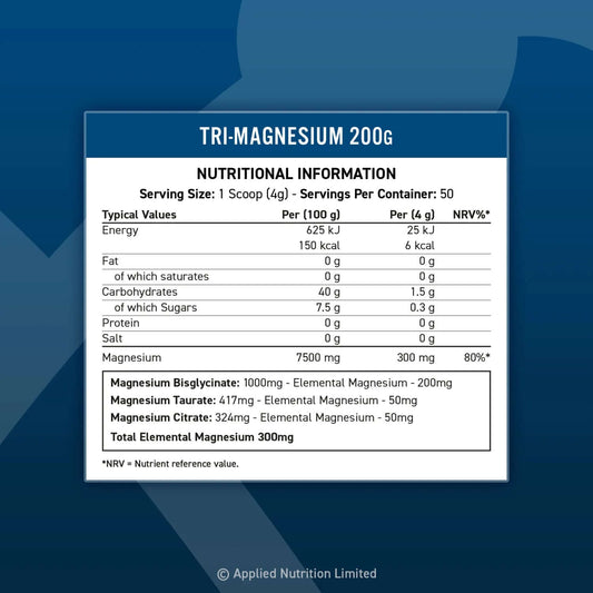 Applied Nutrition Tri Magnesium Powder Nutrition Facts